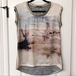 Renuar Top Desert Graphic Metallic Sweater Believe